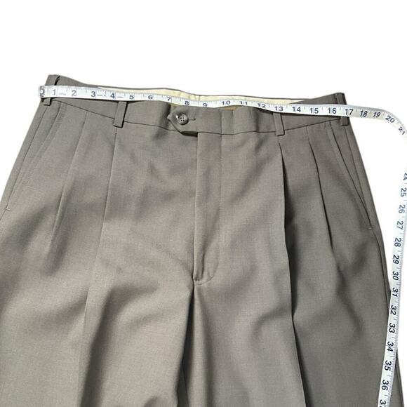 Ellis Mens Suit Trousers Decretive Pleated Design Grey 100% Wool Size 35 Vintage - Picture 10 of 11